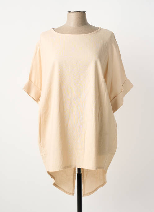 Tunique manches courtes col rond beige COULEURS DU TEMPS femme