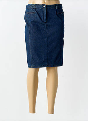 Jupe mi-longue stretch bleu GUY DUBOUIS femme