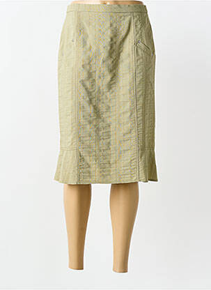 Jupe mi-longue taille élastique vert GUY DUBOUIS femme