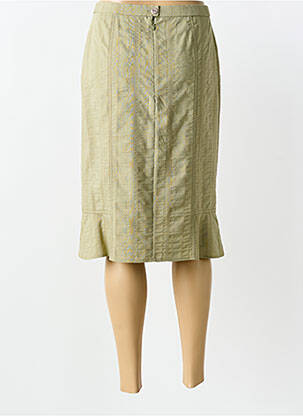 Jupe mi-longue taille élastique vert GUY DUBOUIS femme