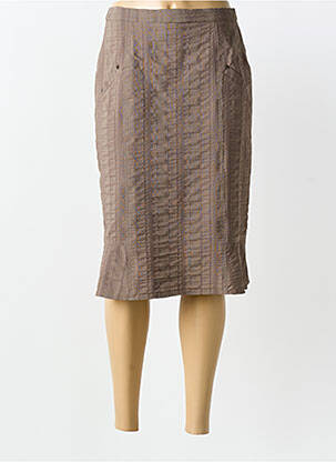 Jupe mi-longue taille normale marron FRANCE RIVOIRE femme