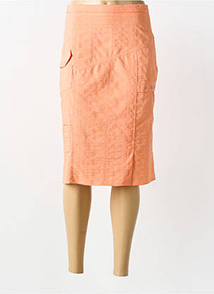 Jupe mi-longue coupe droite orange FRANCE RIVOIRE femme