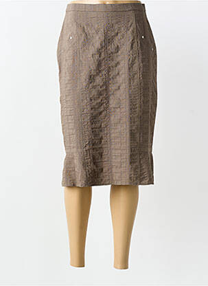 Jupe mi-longue coupe droite marron IMPULSION femme