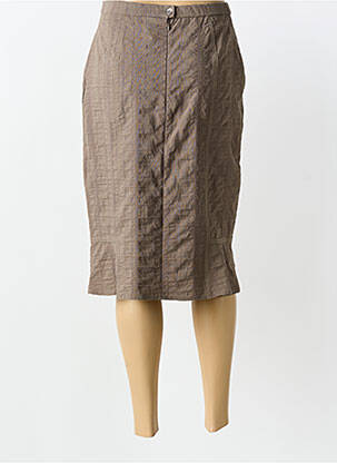 Jupe mi-longue coupe droite marron IMPULSION femme