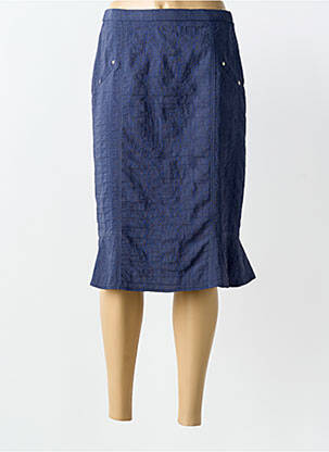 Jupe mi-longue coupe droite bleu FRANCE RIVOIRE femme