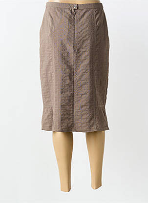 Jupe mi-longue coupe droite marron IMPULSION femme
