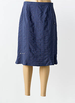Jupe mi-longue coupe droite bleu GUY DUBOUIS femme