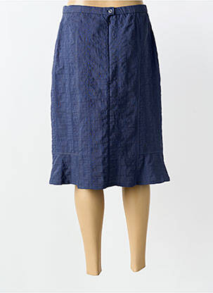 Jupe mi-longue coupe droite bleu GUY DUBOUIS femme