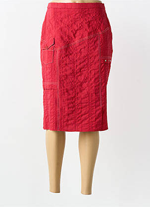 Jupe mi-longue coupe droite rouge GUY DUBOUIS femme