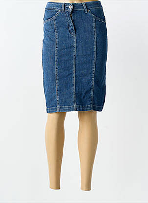 Jupe mi-longue stretch bleu GUY DUBOUIS femme
