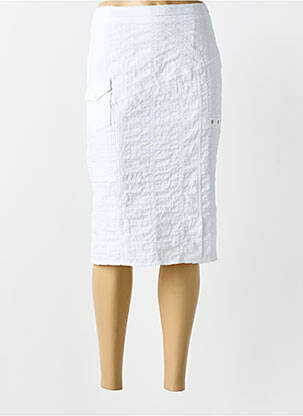 Jupe mi-longue coupe droite blanc GUY DUBOUIS femme