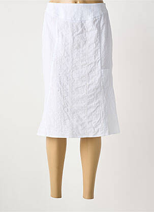 Jupe mi-longue coupe droite blanc GUY DUBOUIS femme