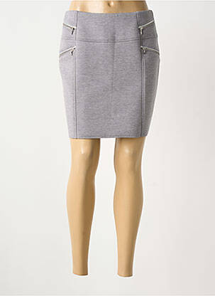 Jupe courte fermeture zippée au dos gris GUY DUBOUIS femme