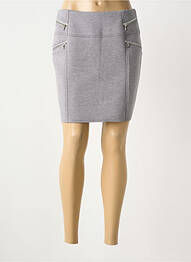 Jupe courte fermeture zippée au dos gris GUY DUBOUIS femme