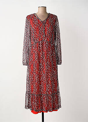 Robe longue manches longues manches longues rouge GUY DUBOUIS femme