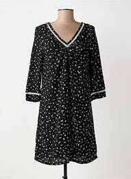 Robe mi-longue imprimé fantaisie manches longues noir GUY DUBOUIS femme