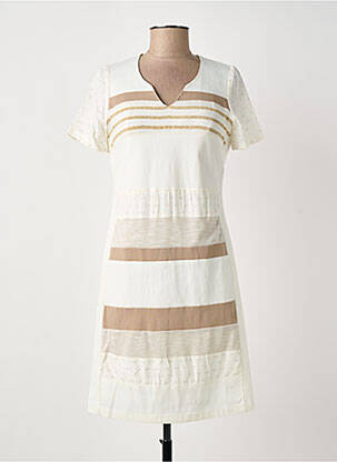 Robe mi-longue manches courtes manches courtes beige MERI & ESCA femme