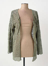 Gilet manches longues col châle vert L'ATELIER D'ANNA femme