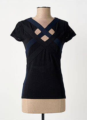 Top stretch manches courtes noir MORGAN femme