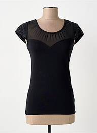 Top tissage jersey manches courtes noir MORGAN femme