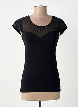 Top tissage jersey manches courtes noir MORGAN femme
