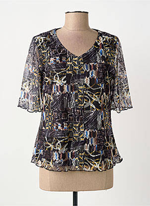 Top stretch manches courtes noir CHRISTINE LAURE femme