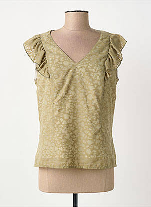 Top coupe cintrée sans manche vert MERI & ESCA femme