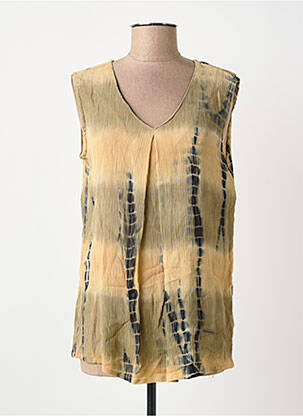 Top tissage crêpe sans manche beige L'ATELIER D'ANNA femme