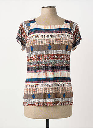 Top tissage jersey manches courtes beige MERI & ESCA femme
