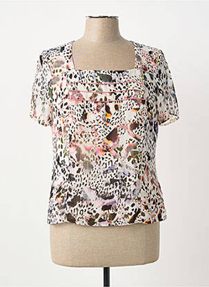Top col carré manches courtes beige GUY DUBOUIS femme