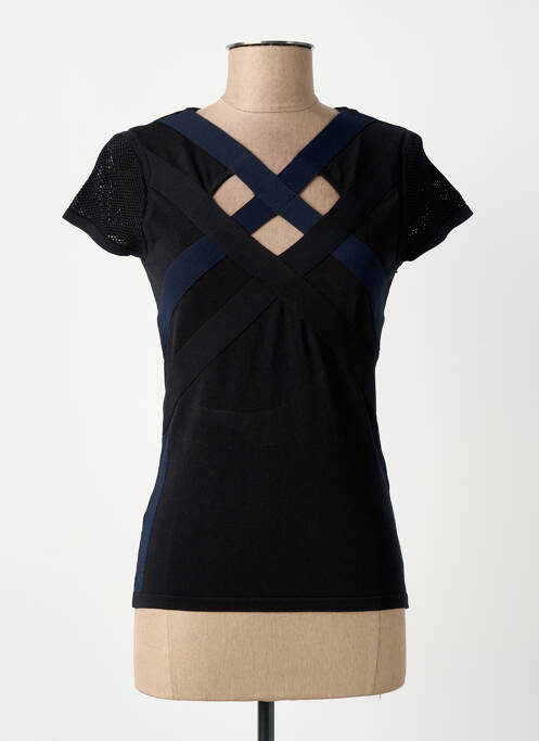 Top stretch manches courtes noir MORGAN femme