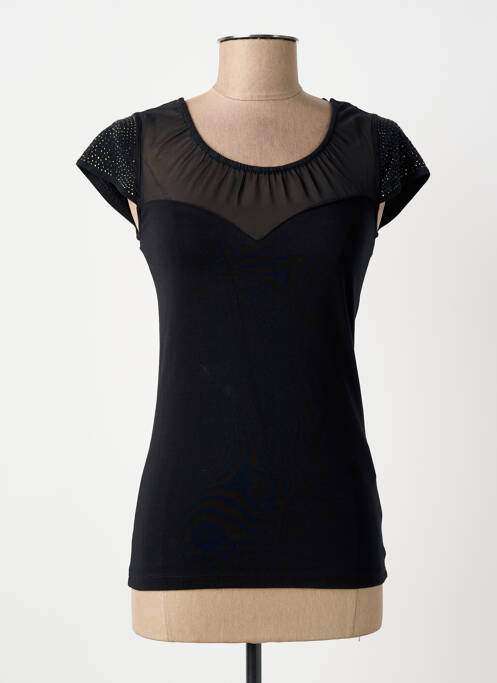 Top tissage jersey manches courtes noir MORGAN femme