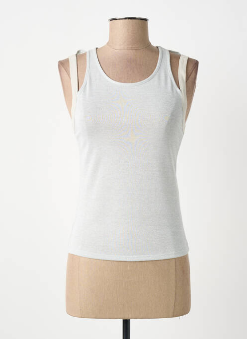 Top stretch sans manche argent MORGAN femme