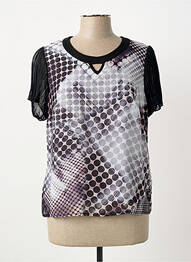 Top coupe fluide manches courtes noir GUY DUBOUIS femme