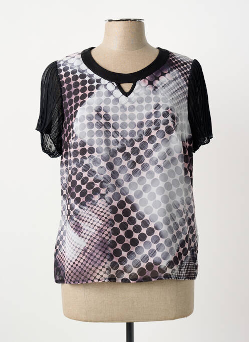 Top coupe fluide manches courtes noir GUY DUBOUIS femme