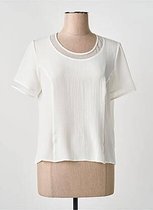 Top tissage crêpe manches courtes beige LISA CHESNAY femme