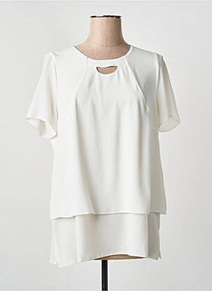 Top coupe fluide manches courtes beige GUY DUBOUIS femme