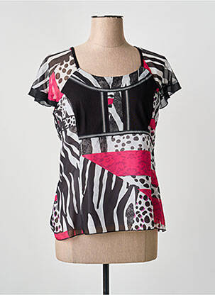 Top col carré manches courtes noir IMPULSION femme