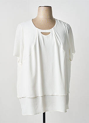 Top tissage crêpe manches courtes beige FRANCE RIVOIRE femme