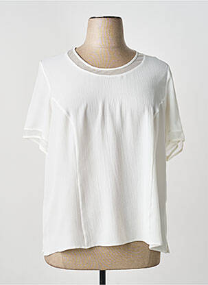 Top tissage crêpe manches courtes beige IMPULSION femme