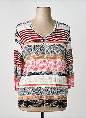 T-shirt manches 3/4 manches 3/4 rouge GUY DUBOUIS femme