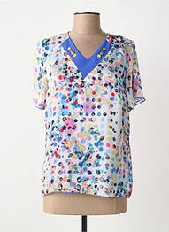 Top coupe fluide manches courtes bleu FRANCE RIVOIRE femme