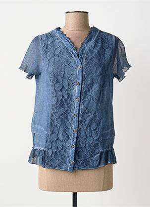Chemisier coupe cintrée manches courtes bleu MERI & ESCA femme