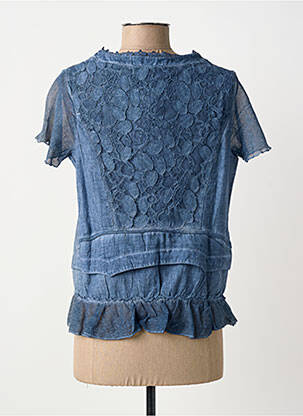 Chemisier coupe cintrée manches courtes bleu MERI & ESCA femme