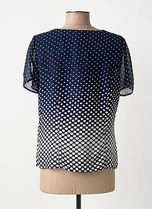 Top col carré manches courtes bleu FRANCE RIVOIRE femme