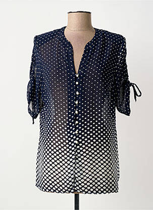 Chemisier tissage crêpe manches courtes bleu GUY DUBOUIS femme