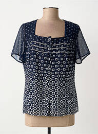 Top col carré manches courtes bleu GUY DUBOUIS femme