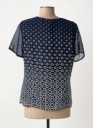 Top col carré manches courtes bleu GUY DUBOUIS femme