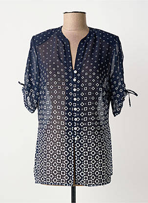 Chemisier tissage crêpe manches courtes bleu GUY DUBOUIS femme