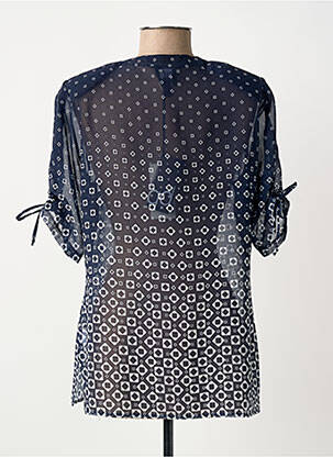 Chemisier tissage crêpe manches courtes bleu GUY DUBOUIS femme